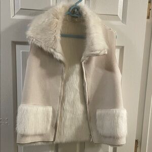 Lisa International Medium Off-White Faux Fur Vest